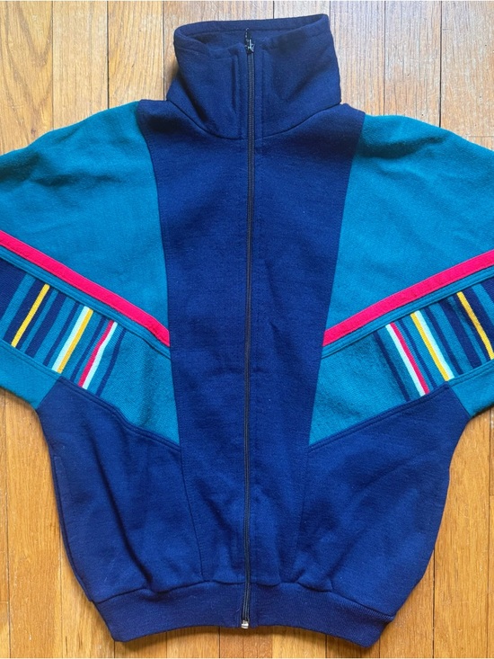 Vintage 1980’s Ema Knit Zip-up Track Jacket Sweatshirt - Picture 2 of 6